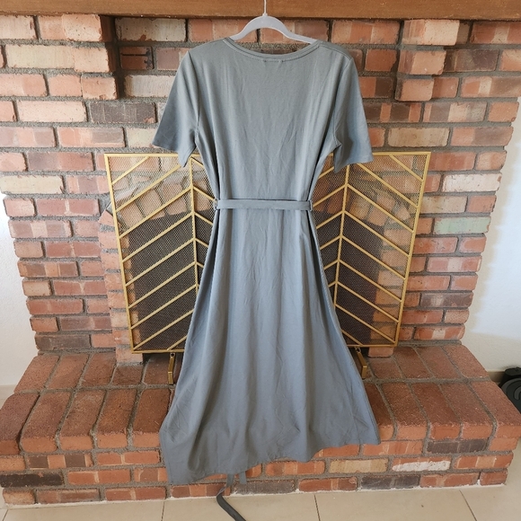 CLUB Monoco Olive Green Asymmetrical Dress.  Size L - Picture 9 of 16